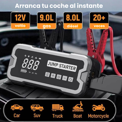 Arranque de emergencia portátil 4 en 1 con bomba de aire Pro