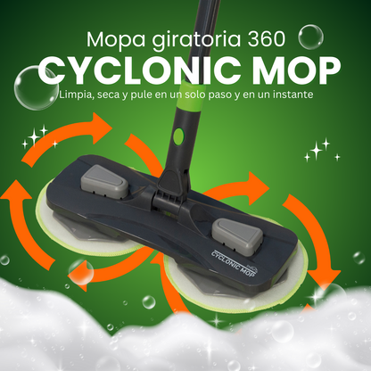 Mopa giratoria 360º que limpia, seca y pule en un solo paso
